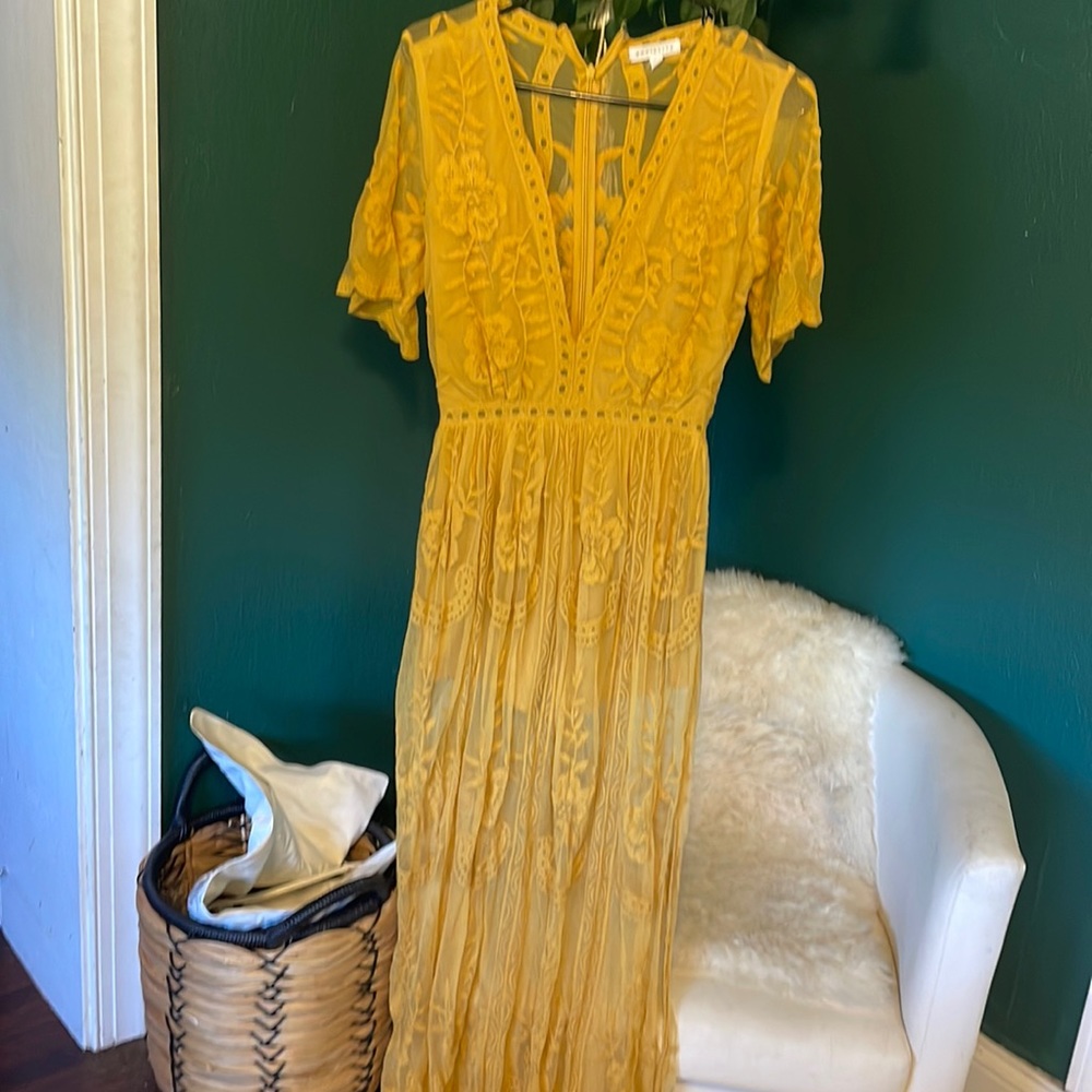 Socialite Yellow Lace Maxi Dress